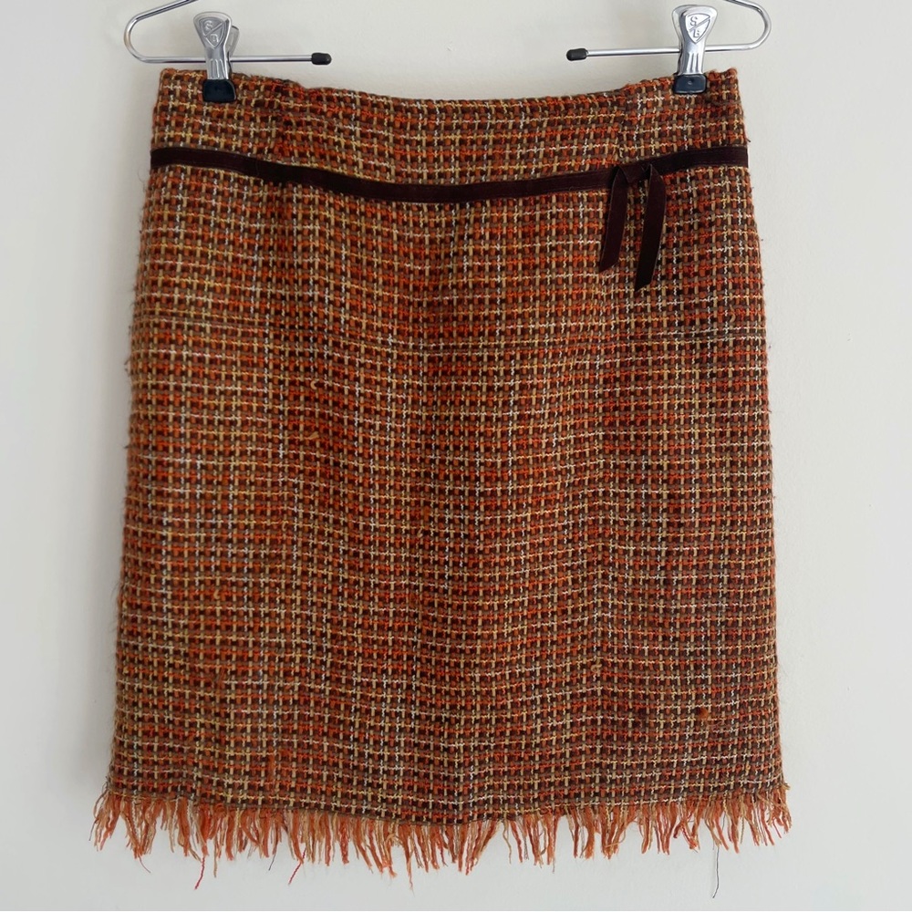 Dress barn Tweed Orange Fringe Skirt